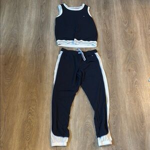 Tommy Hilfiger- Navy Blue and White Tracksuit-size small